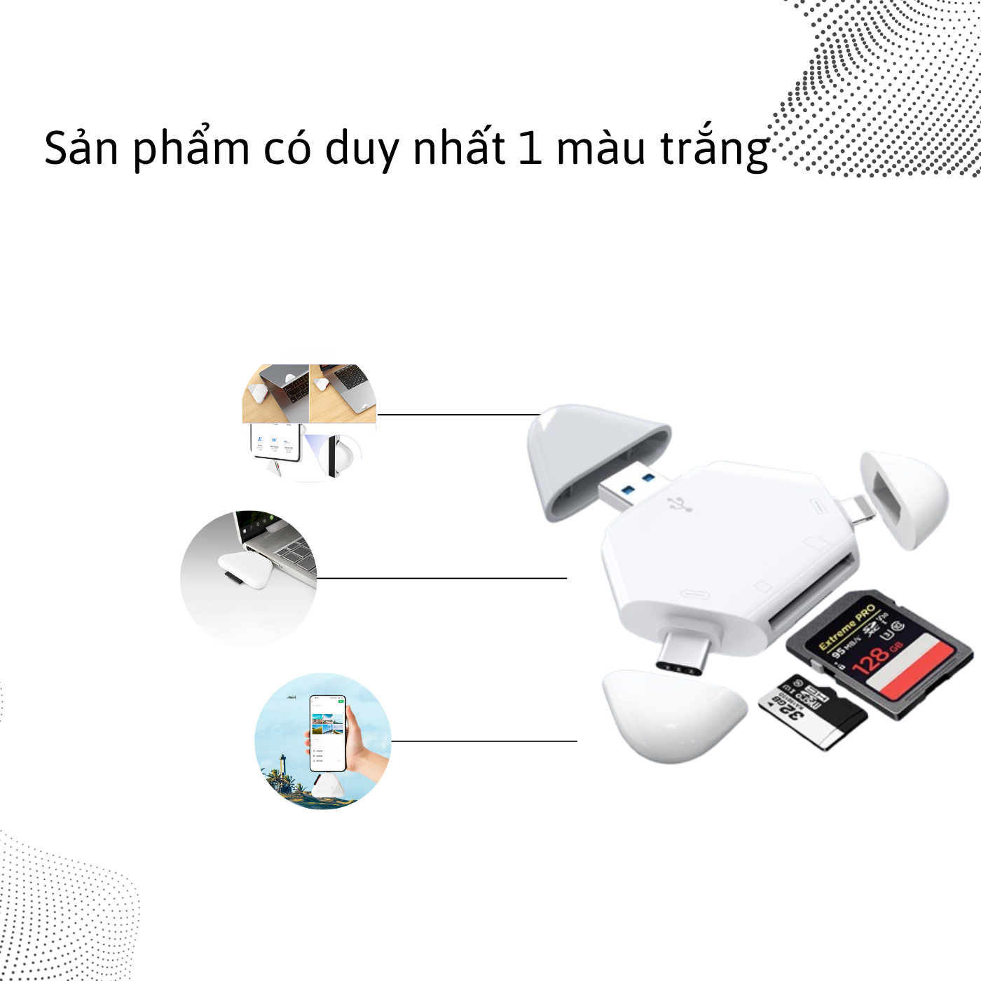 T-ECO SHOP | Đầu Đọc Thẻ Nhớ 3 Trong 1 OTG – TF/Micro SD, Dùng Cho Điện Thoại, Cắm Là Dùng_thumbnail_5