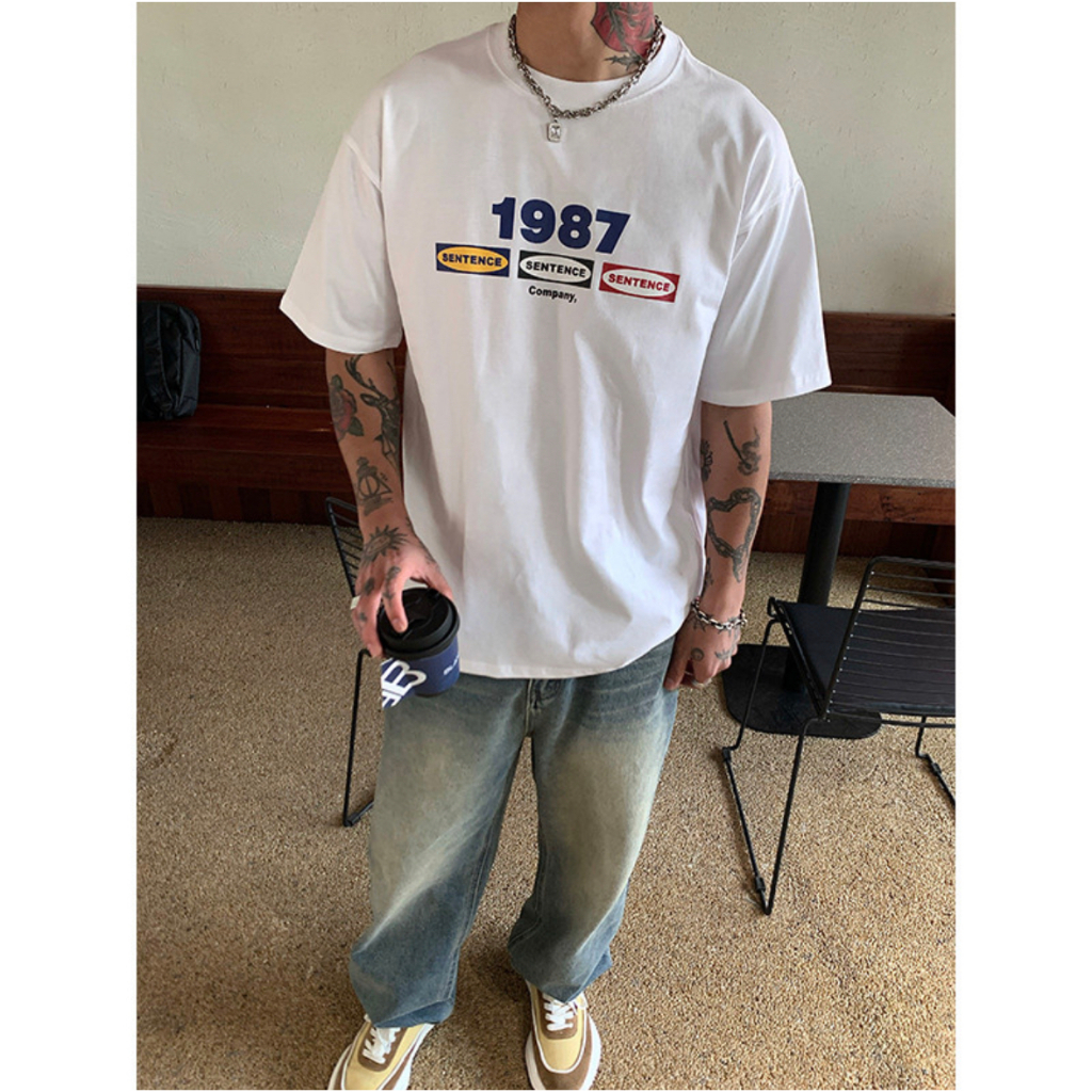 Áo thun nam form rộng ATD94 tay ngắn kiểu hàn quốc unisex vải cotton Miucho Man in Typography_thumbnail_5