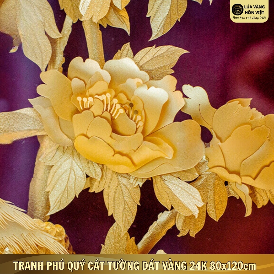 TRANH PHÚ QUÝ CÁT TƯỜNG DÁT VÀNG 24K 80x120cm_thumbnail_4