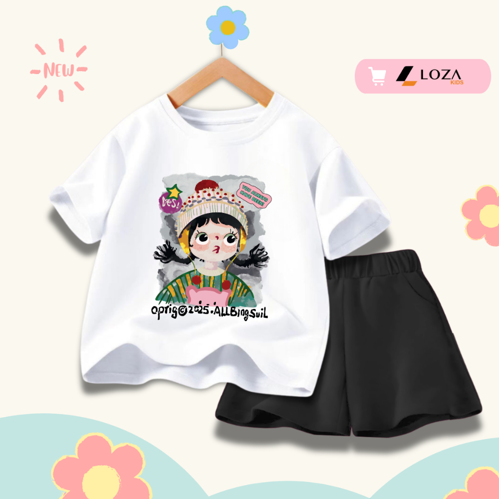 Đồ bộ bé gái in hình bé gái hot trend -  Loza Kids SB356_thumbnail_1