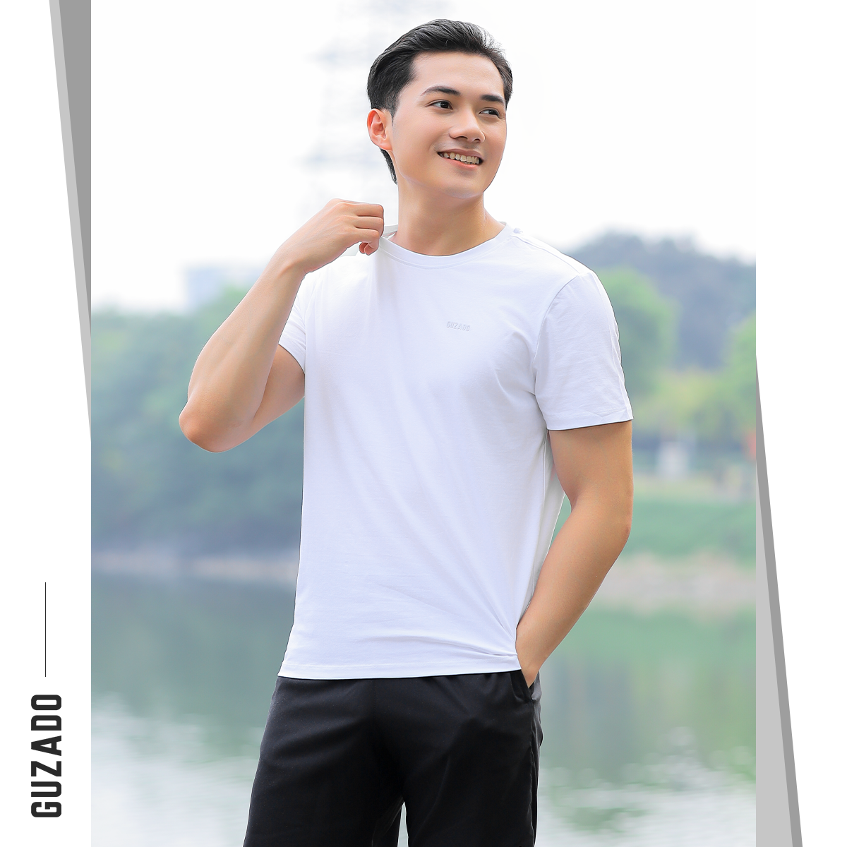 Đồ Bộ Guzado Áo Cotton Kết Hợp Quần Gió Basic  BTS03_thumbnail_31