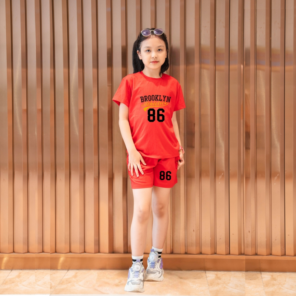 Bộ cộc tay bé gái mùa hè in số 86 -Quần áo trẻ em nữ cân nặng từ 15-40kg-  Loza Kids SB98_thumbnail_1