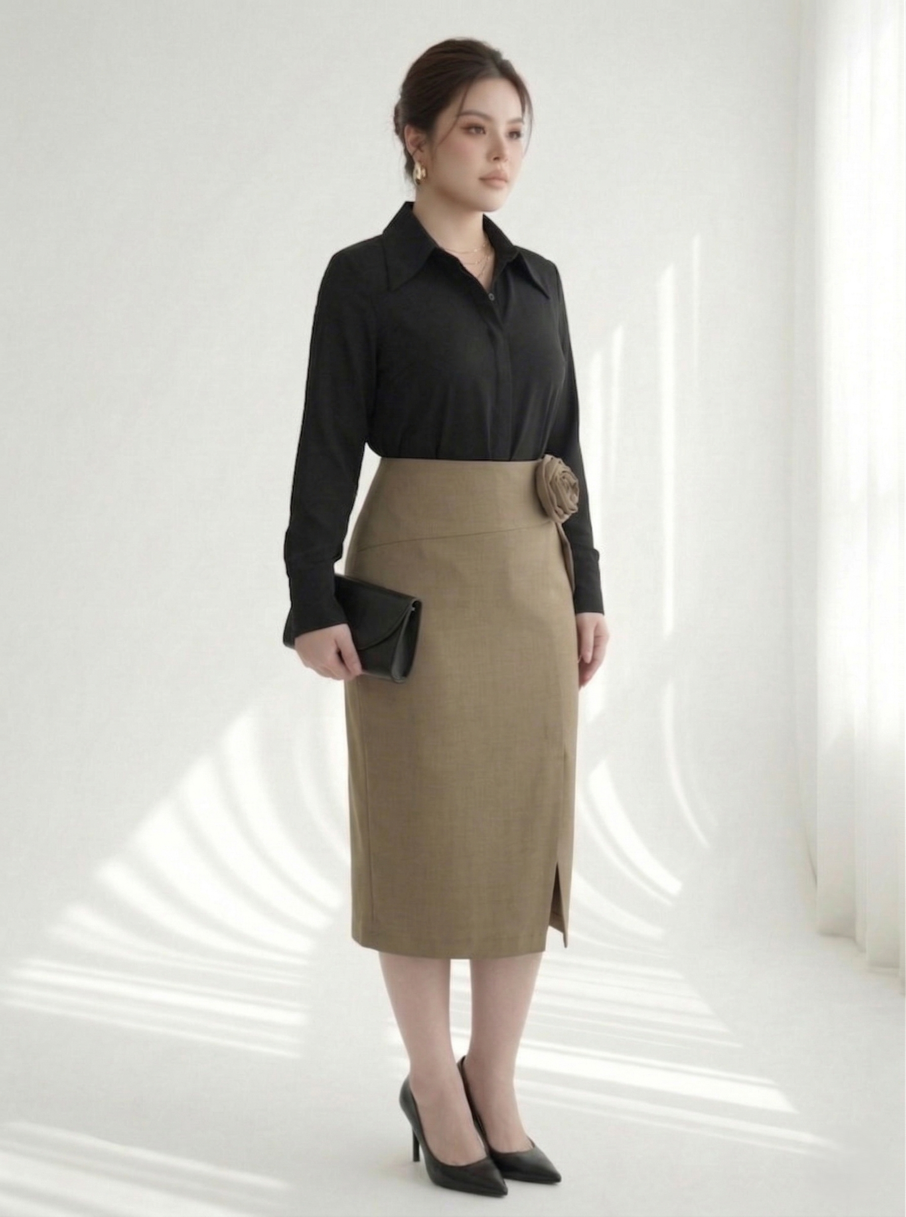 BIGSIZE NỮ - Chân váy dáng A phối hoa dành cho nàng béo từ 55-90kg V-CV040