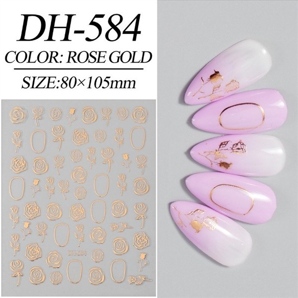 Sticker Hoa Hồng Nổi - Màu Đồng - Rose Gold DH584