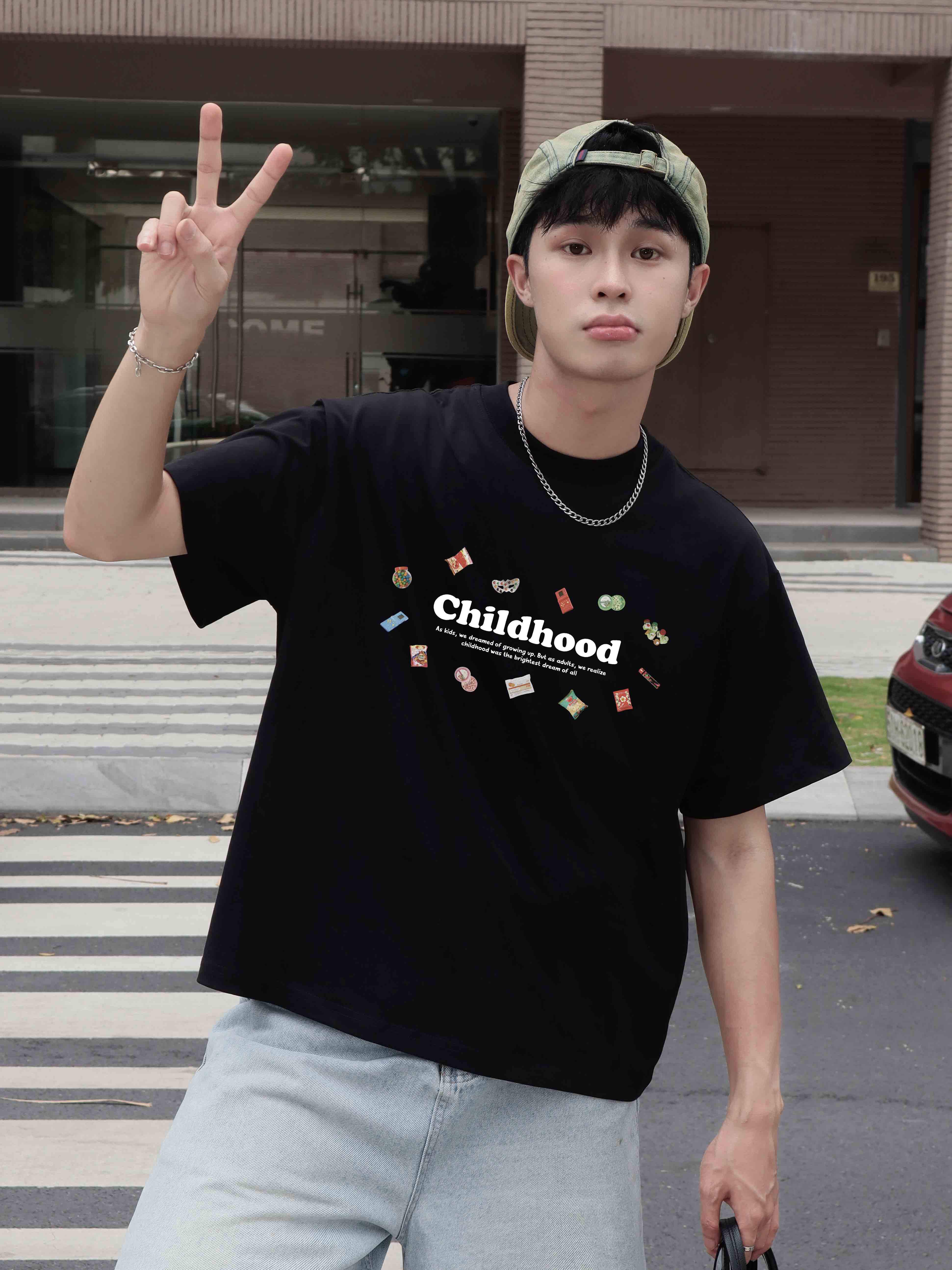 Áo phông nam child hood form boxy 2169 Miucho Club vải cotton 2c 250gsm cổ tròn in mix_thumbnail_2