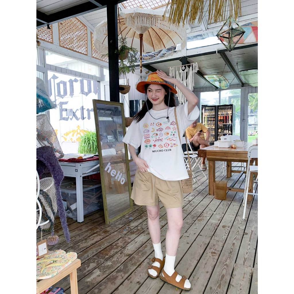 Áo thun form rộng unisex mùa hè ATD1041 Miucho vải cotton tay lỡ cổ tròn in artwork_thumbnail_7