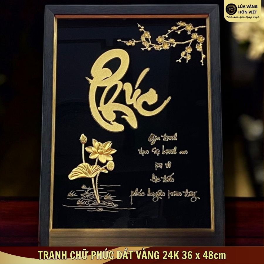 TRANH CHỮ PHÚC DÁT VÀNG 24K 36x48cm_thumbnail_0