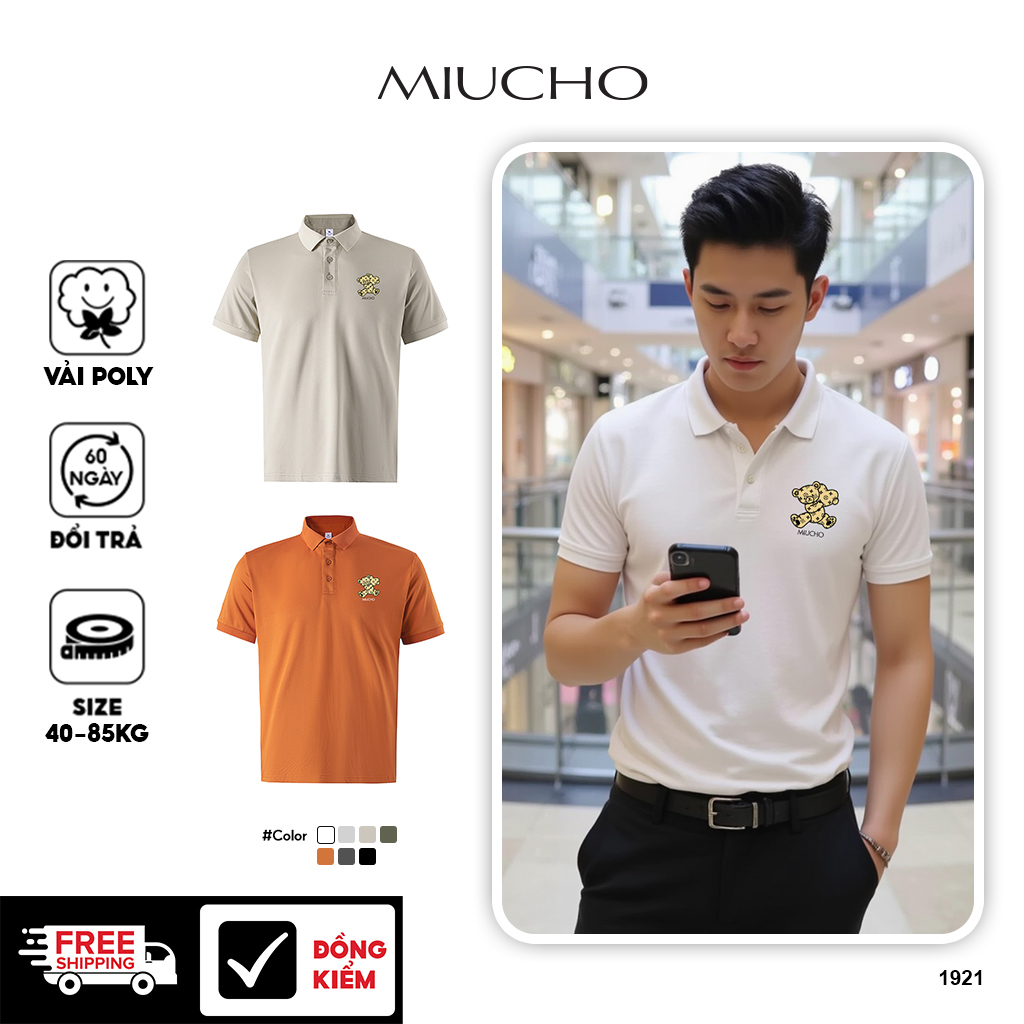 Áo polo nam form vừa 1921 Miucho Iconic vải cá sấu đứng form thoáng mát in mix_thumbnail_1