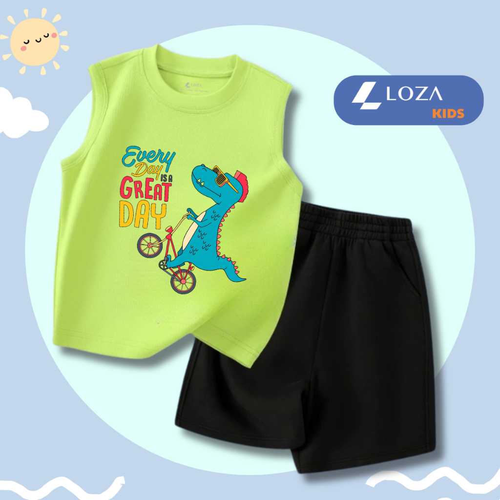 Bộ ba lỗ bé trai in hình Khủng long - Loza Kids BL238
