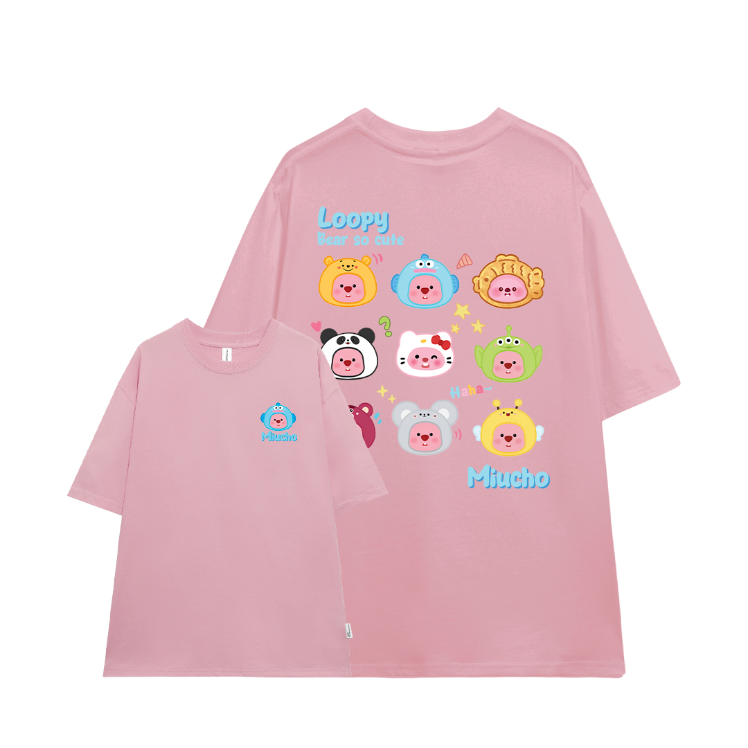 Áo thun Loopy Hải Ly form rộng ATD652 Miucho cotton cổ tròn in artwork_thumbnail_5