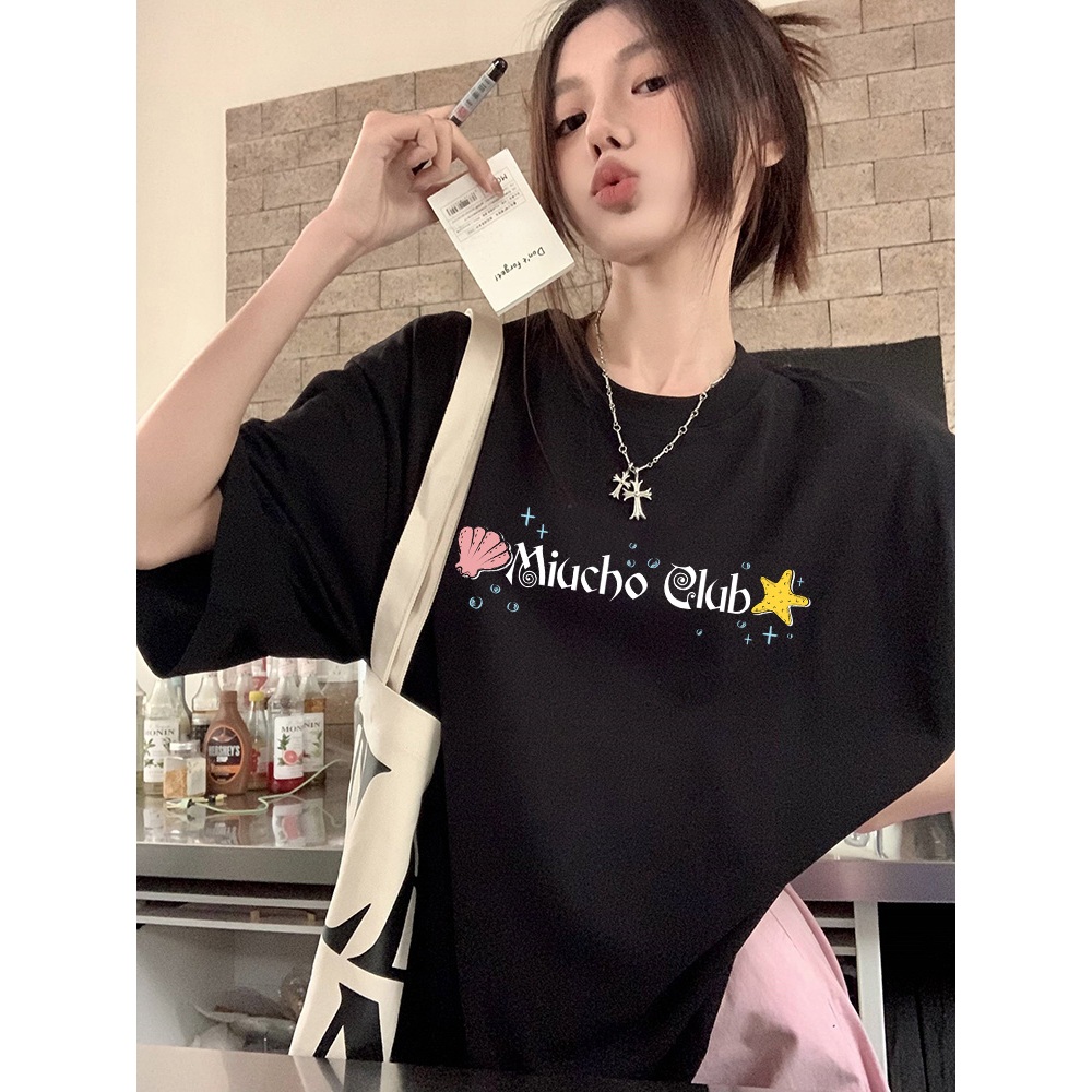 Áo thun form rộng unisex mùa hè ATD1038 Miucho vải cotton tay lỡ cổ tròn in mix_thumbnail_6