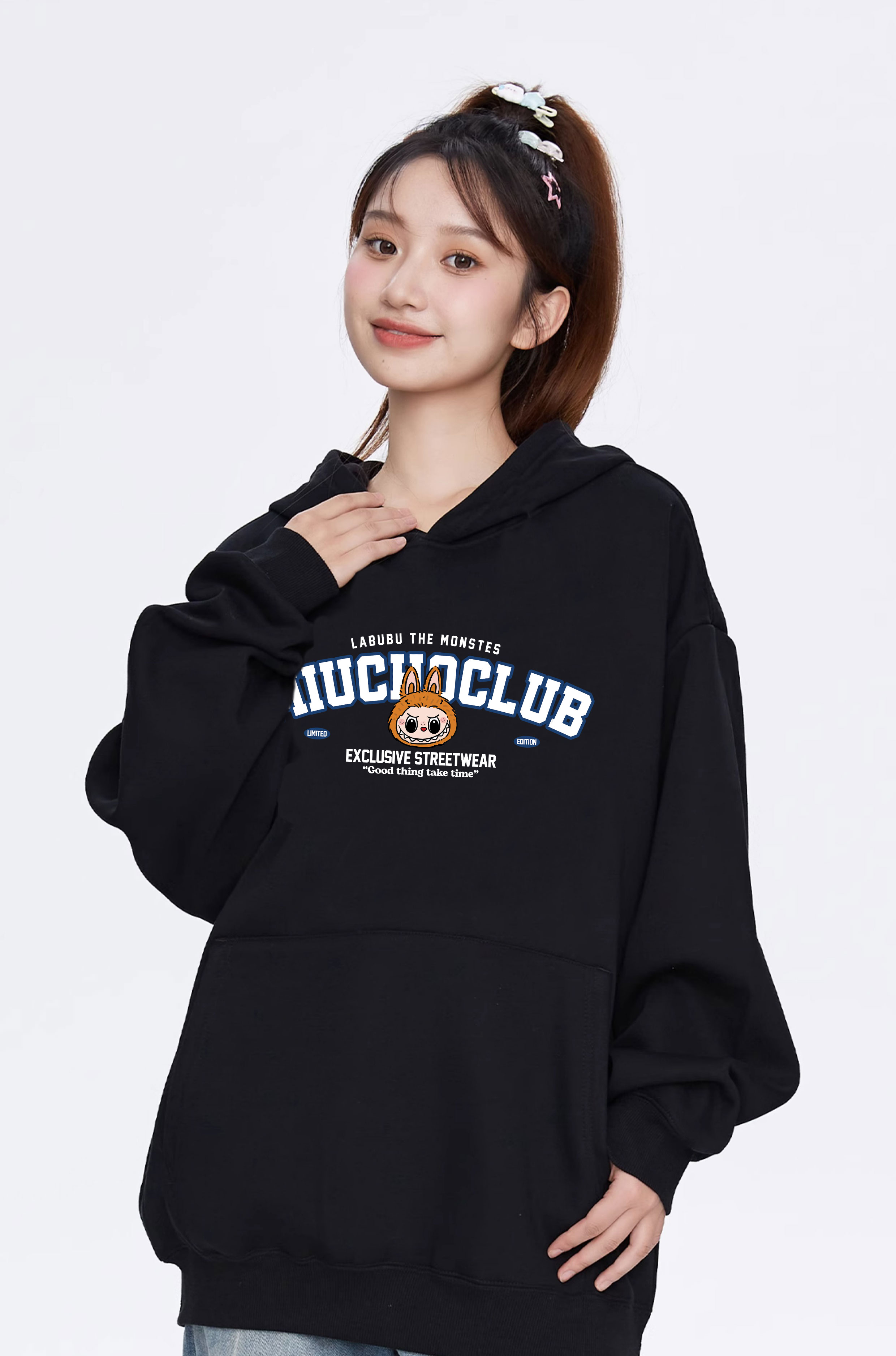 Áo hoodie labubu unisex form rộng HDD1404 Miucho nỉ chân cua dày dặn in mix_thumbnail_2