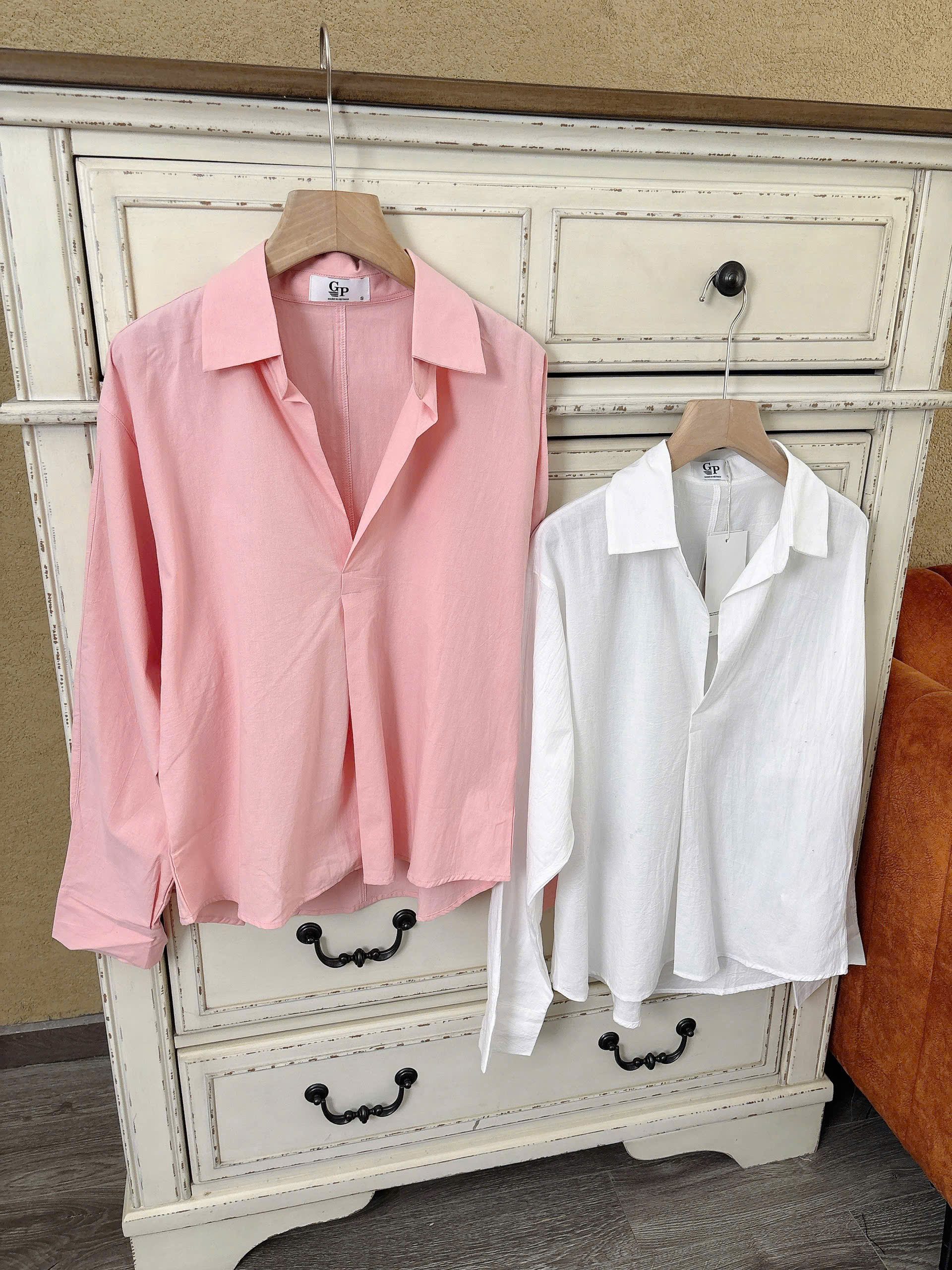 Áo somi tay dài phối kiểu ( HỒNG CAM )_thumbnail_5