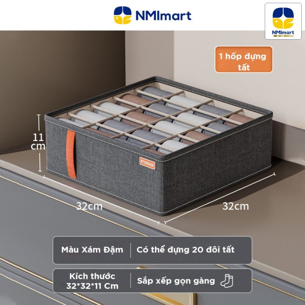 Hộp đựng quần áo NMIMART ĐỰNG đồ lót, tất vớ, cà vạt, thùng đựng chăn màn vải chống thấm tiết kiệm không gian_thumbnail_5
