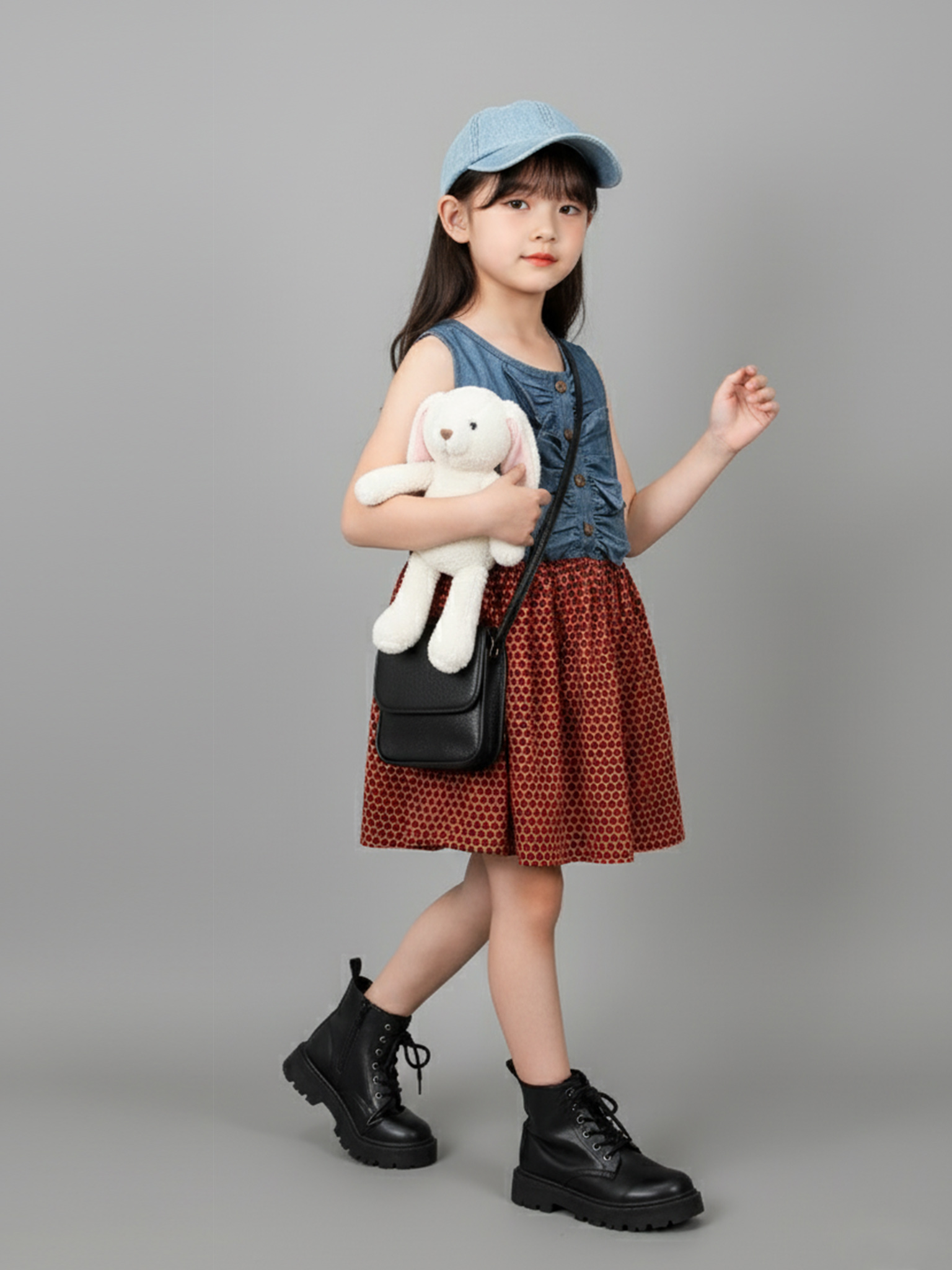 Váy jean bèo ngực chân váy hoa