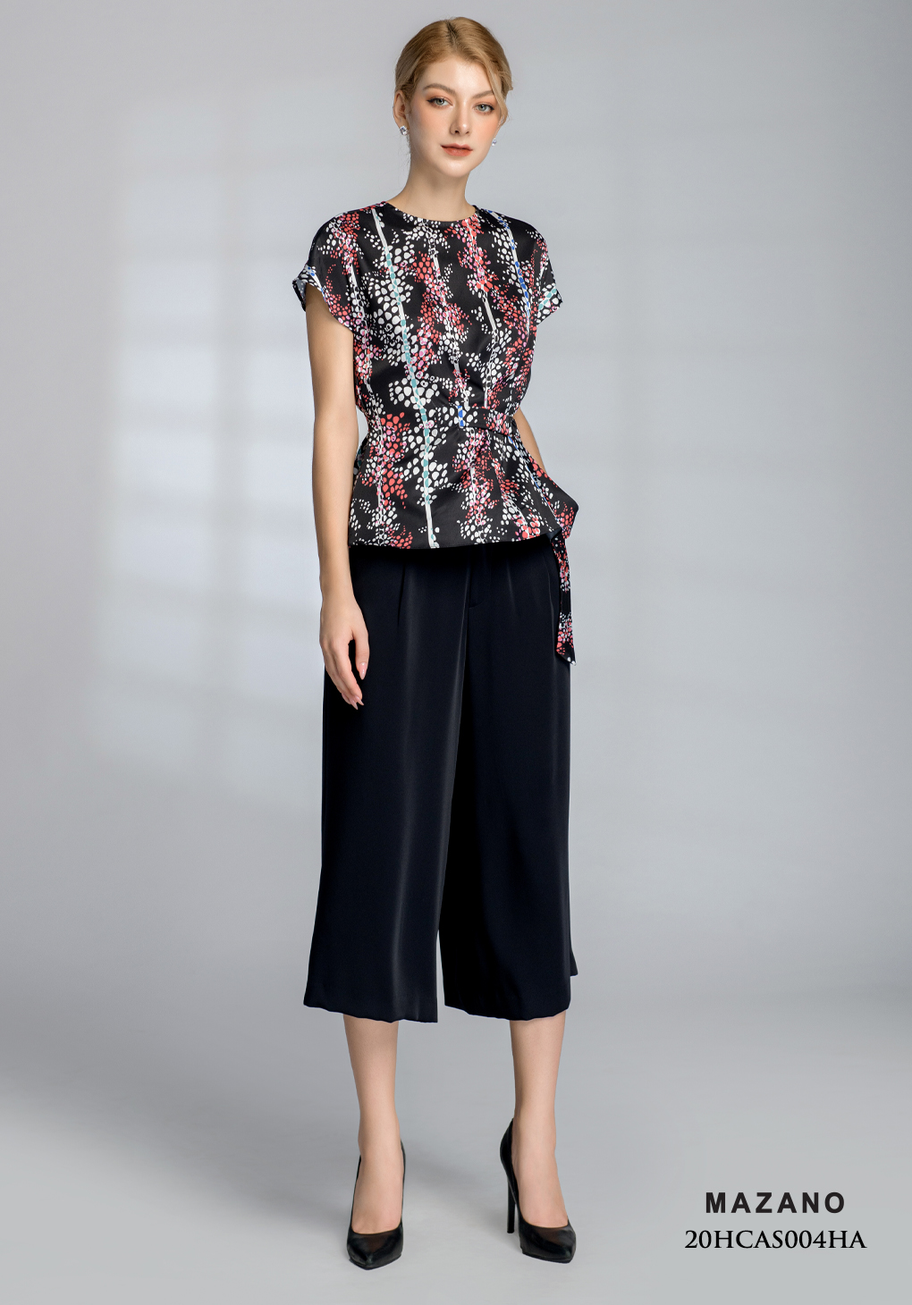 Áo top dài cách điệu thắt đai lệch