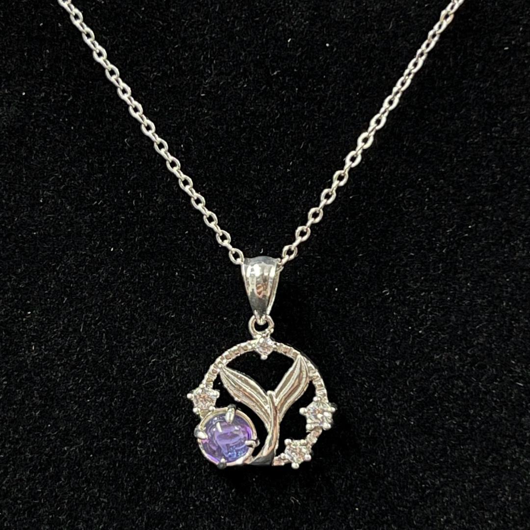 vòng cổ bạc xi bạch kim nàng tiên cá đại dương đá moon