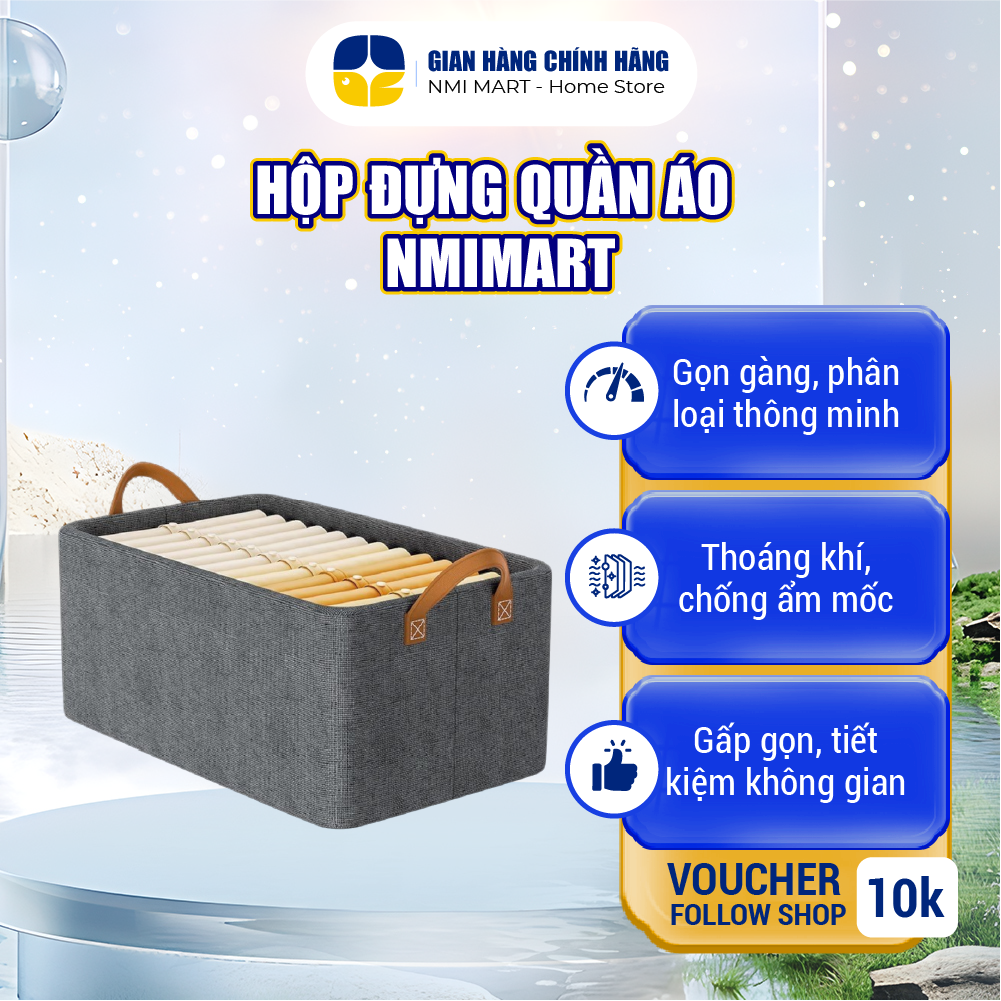 Hộp đựng quần áo NMIMART ĐỰNG đồ lót, tất vớ, cà vạt, thùng đựng chăn màn vải chống thấm tiết kiệm không gian - HDD