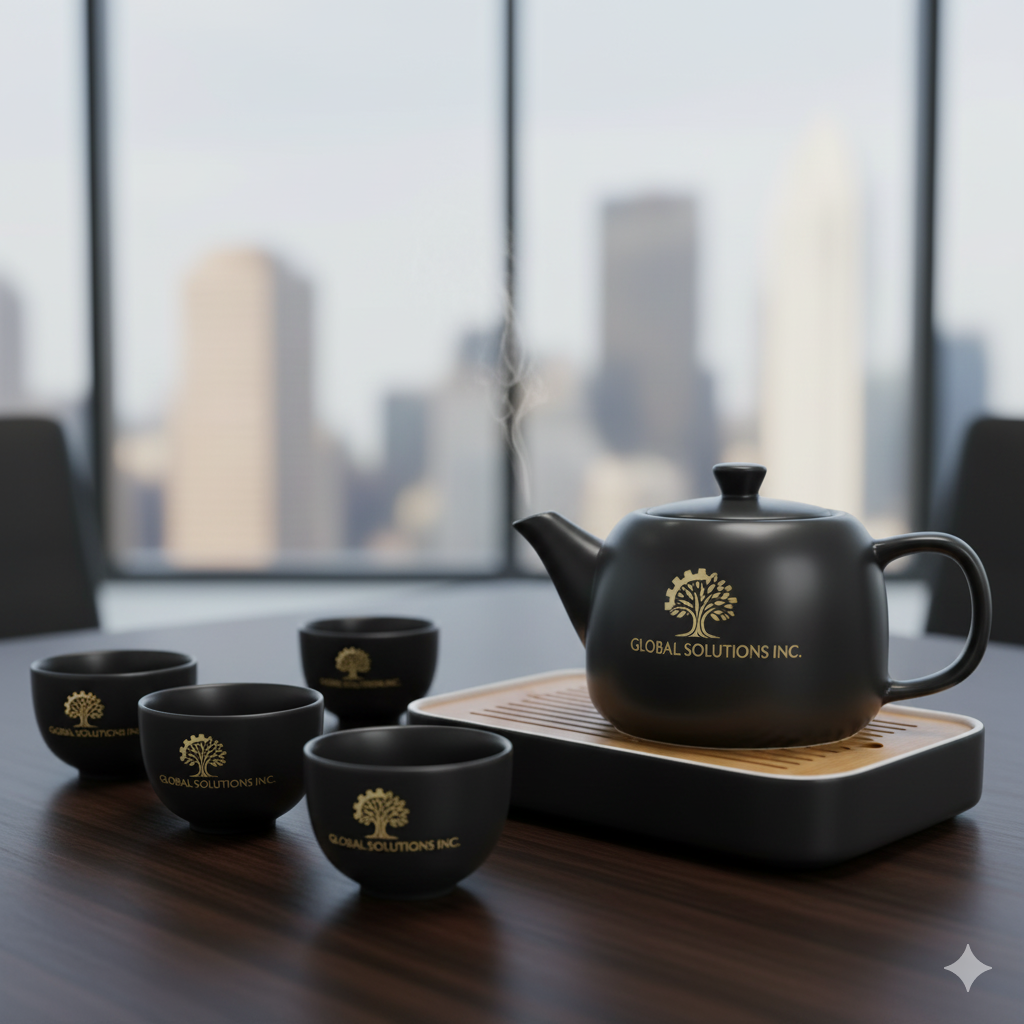 Bộ ấm chén uống trà in logo thương hiệu theo yêu cầu