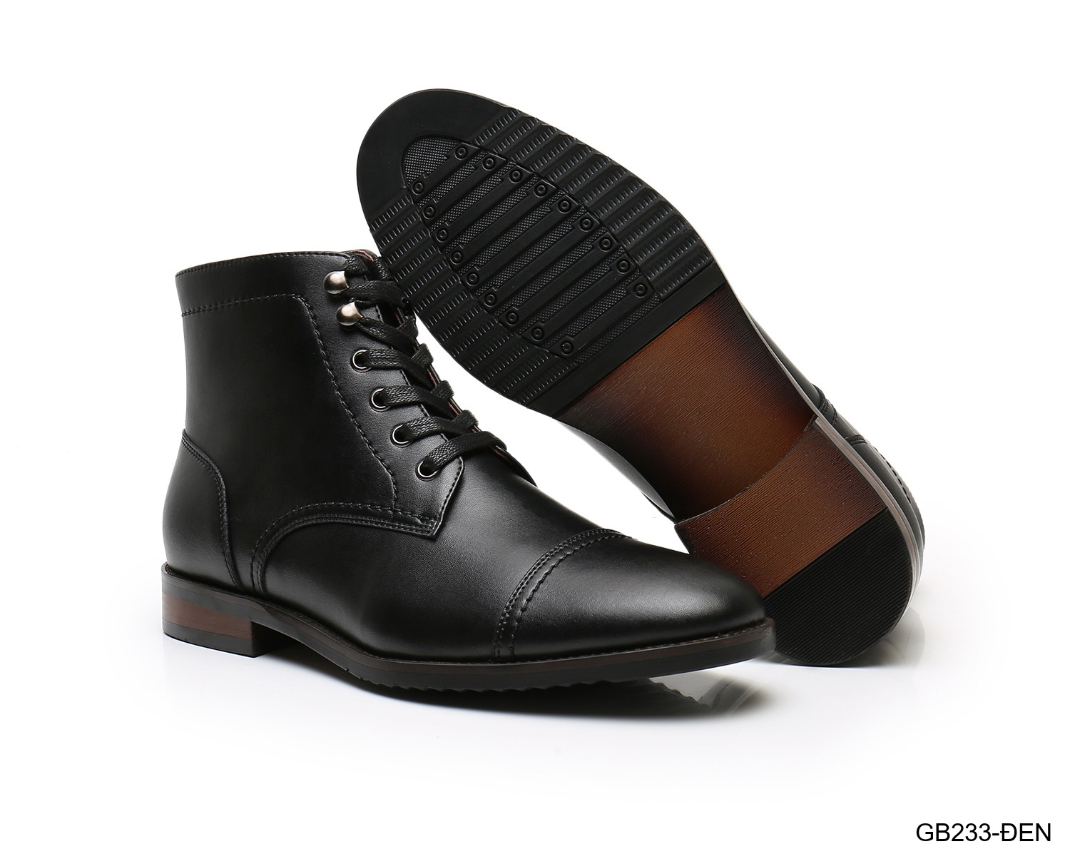 GB233 - Giày Boots Martin Nam Da Bò Phong Cách Anh, Đế Cao Su Chống Trượt, Màu Đen Kaki_thumbnail_9