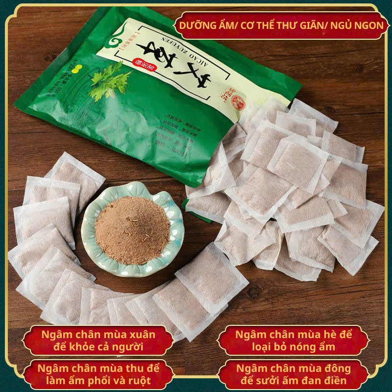 Bột Ngải Cứu Ngâm Chân Thảo Dược Giúp Giảm Căng Thẳng Túi Lọc Đông Y, Thải Độc, Giảm Nhức, Tê Chân, Hôi Chân SET 30 TÚI_thumbnail_3