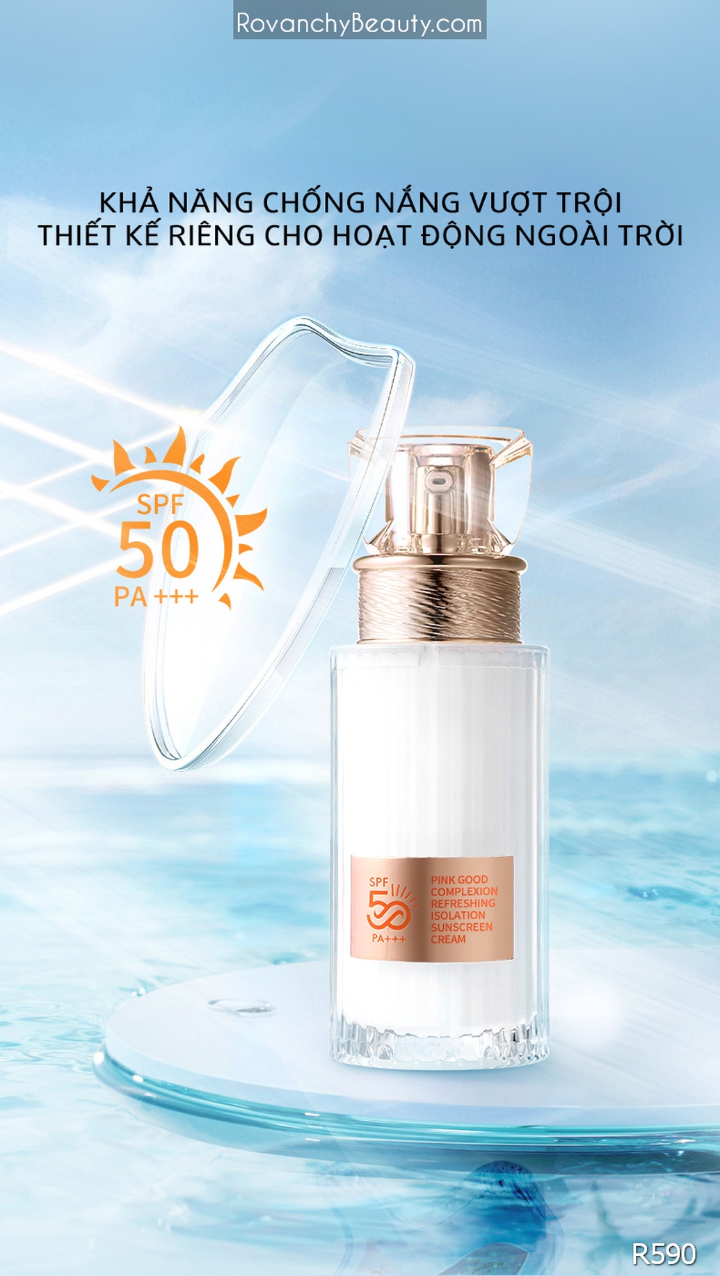 Kem chống nắng cách ly rõ ràng cho làn da hồng hào R590 ROVANCHY