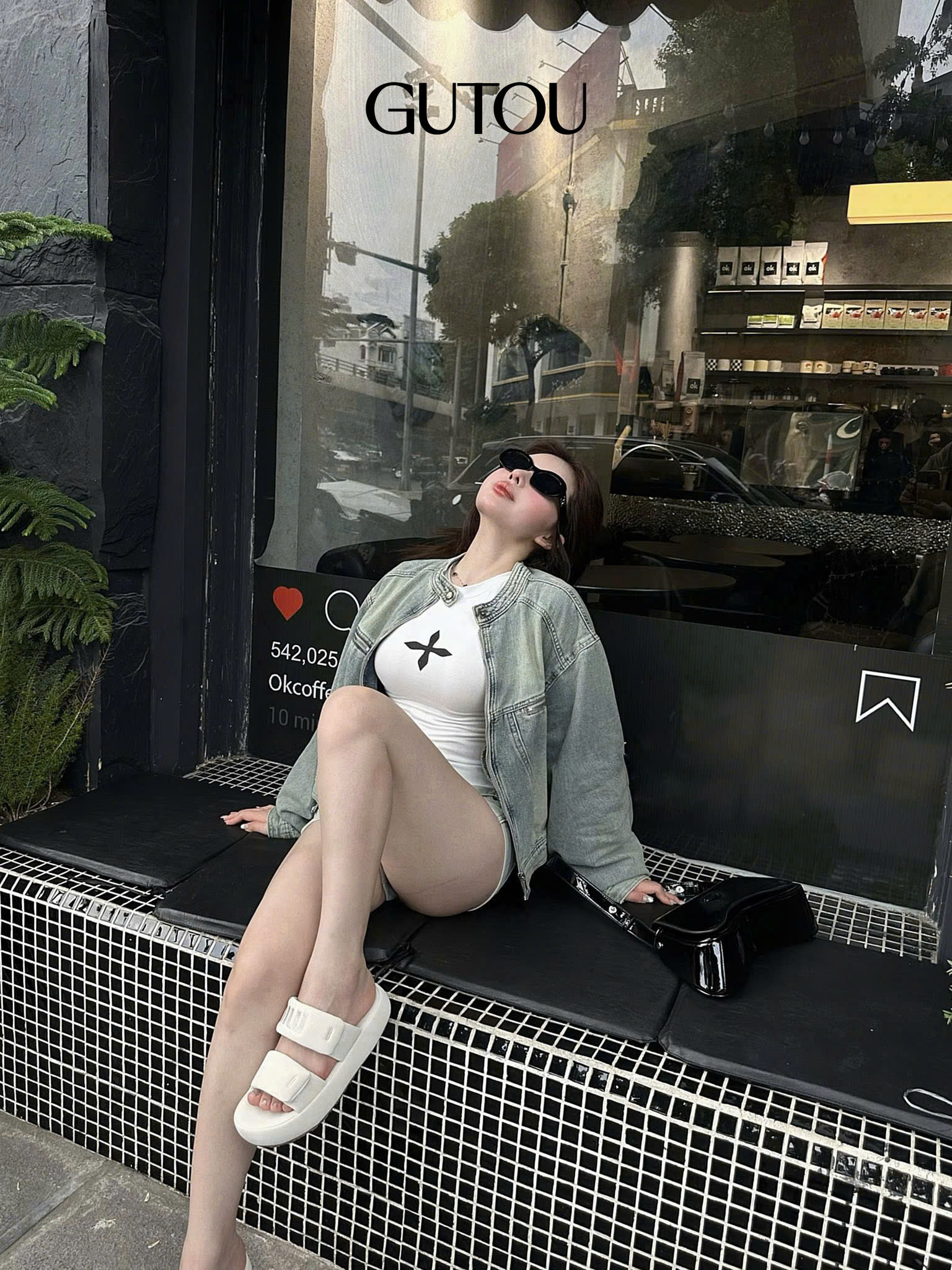 [ GUTOU ] Áo Khoác Denim Cổ Trụ Khóa Kéo Street Style_thumbnail_7