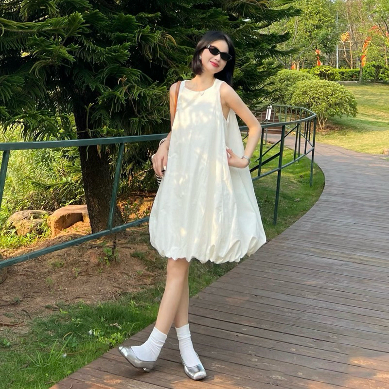 Váy bí màu trắng sát nách, váy trắng bồng baby Loga store - L184_thumbnail_2