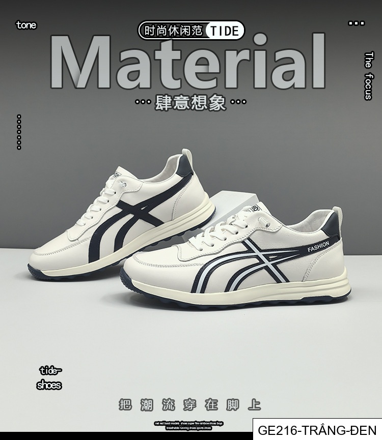 GE216 - Giày thể thao màu trắng da bò lớp đầu cho nam, giày hợp thời trang nam, giày thường ngày sang trọng nhẹ nhàng cao cấp dễ phối đồ thích hợp châu Âu da thật_thumbnail_7