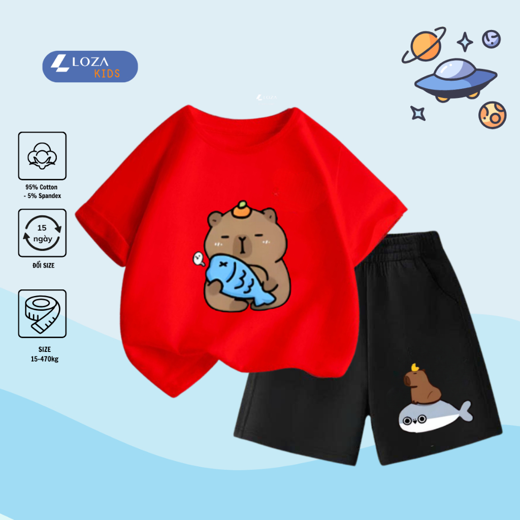 Bộ quần áo bé gái in hình 'Capybara ôm Cá'- SB109_thumbnail_2