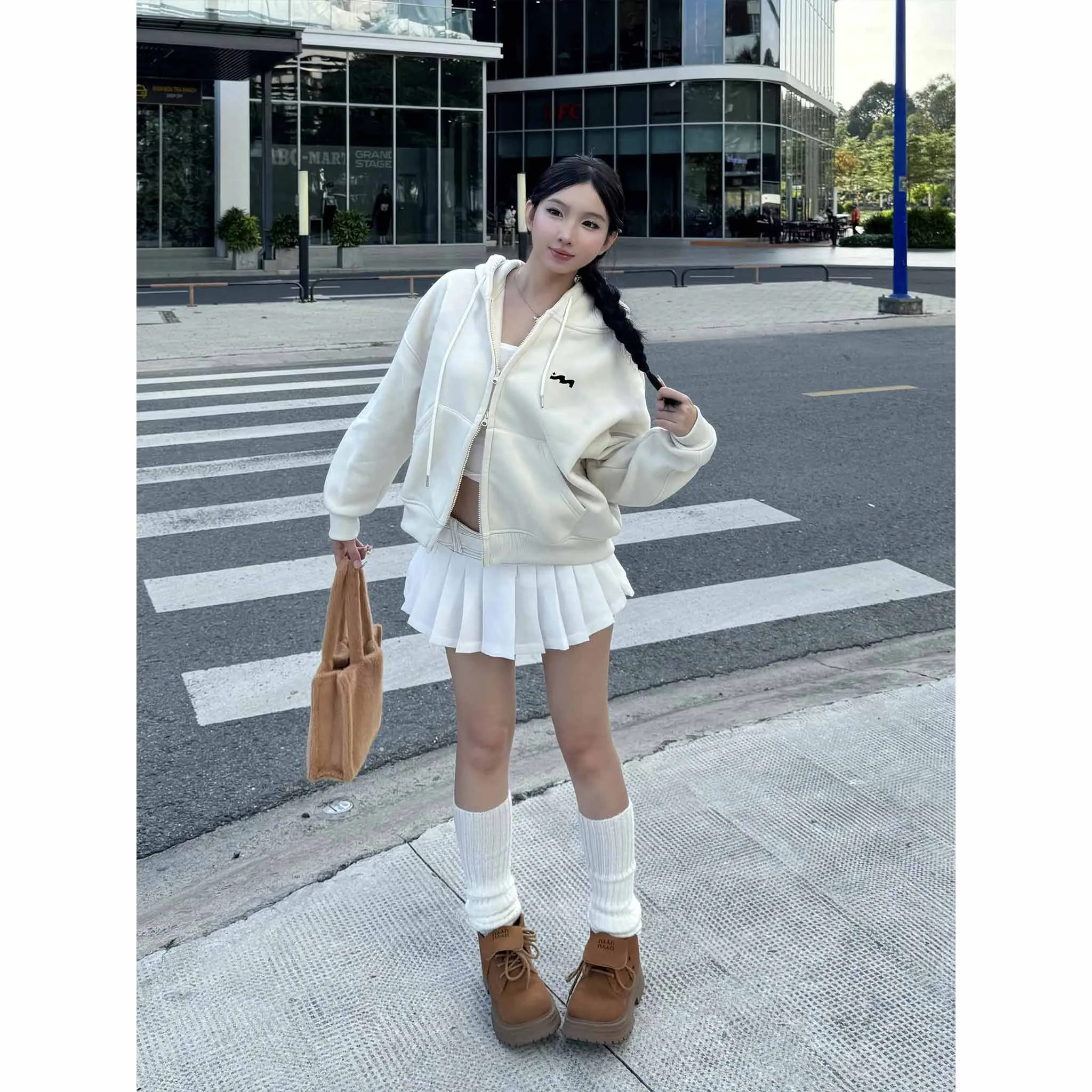 Áo hoodie zip form boxy basic 2579 Miucho chất vải nỉ bông thoáng mát mềm mại có nón_thumbnail_4