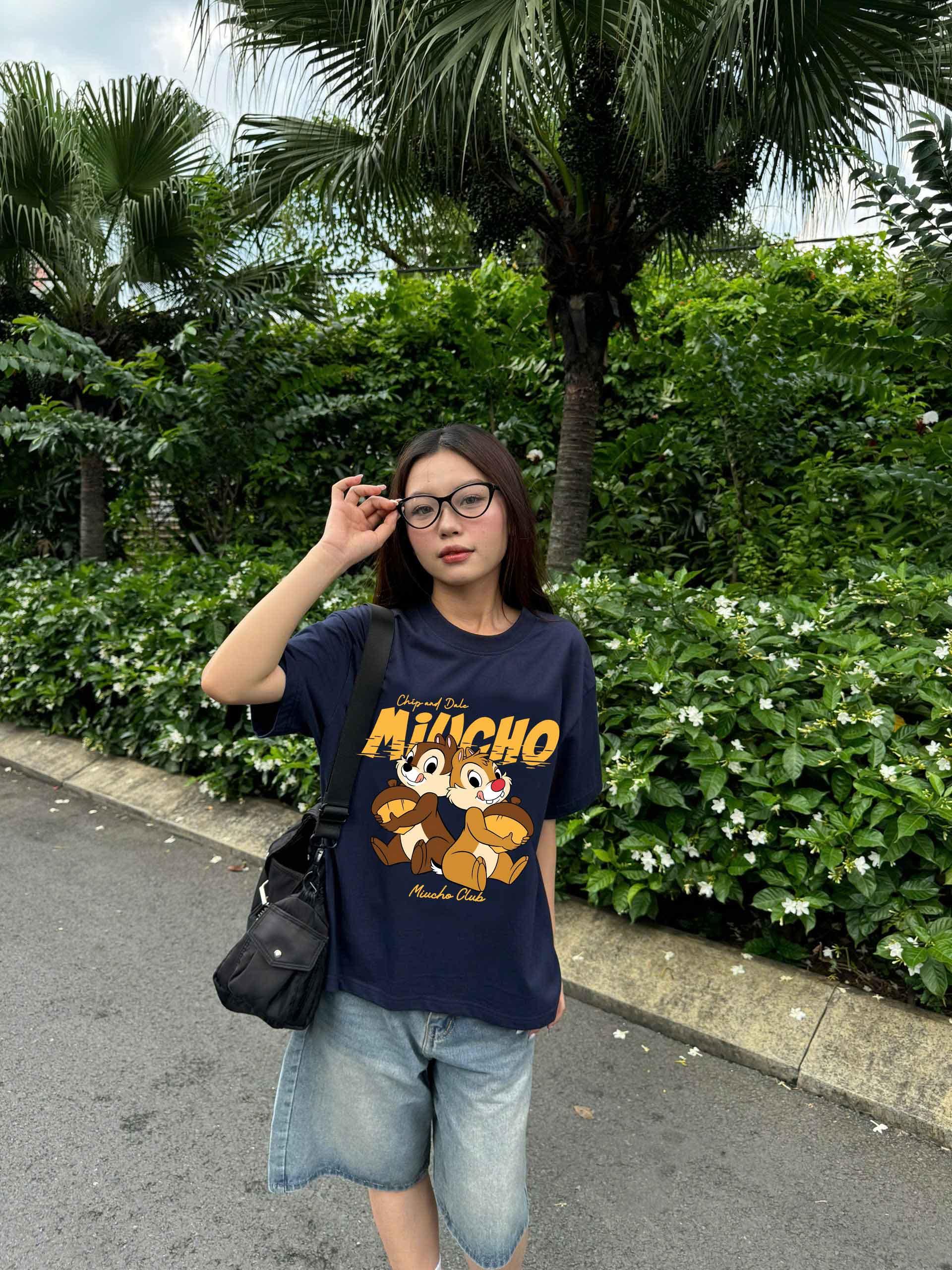 Áo phông form boxy in hoạt hình dễ thương 2355 Miucho Club cổ tròn vải cotton 2 chiều cao cấp in mix_thumbnail_4