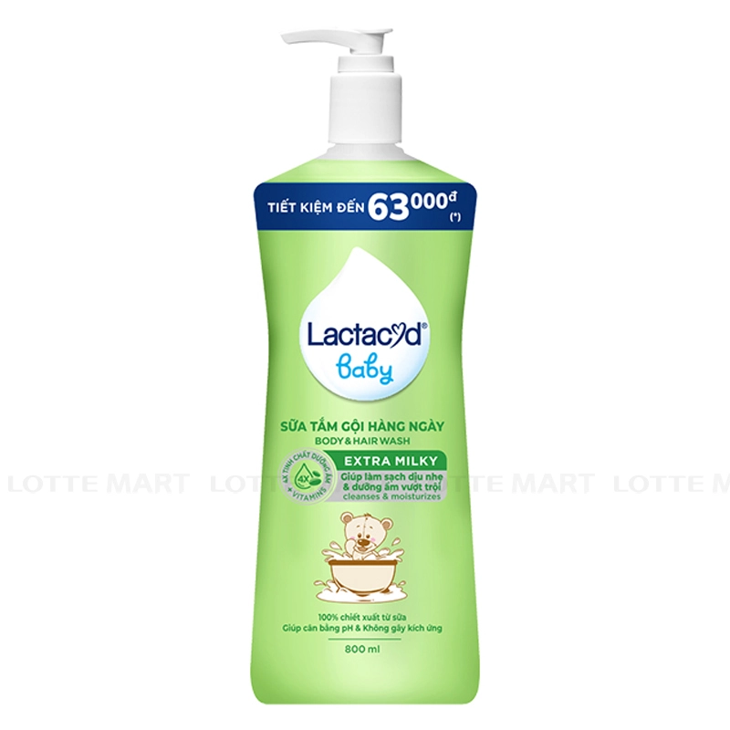 LACTACYD EXTRA MILKY 800ml vòi xanh lá