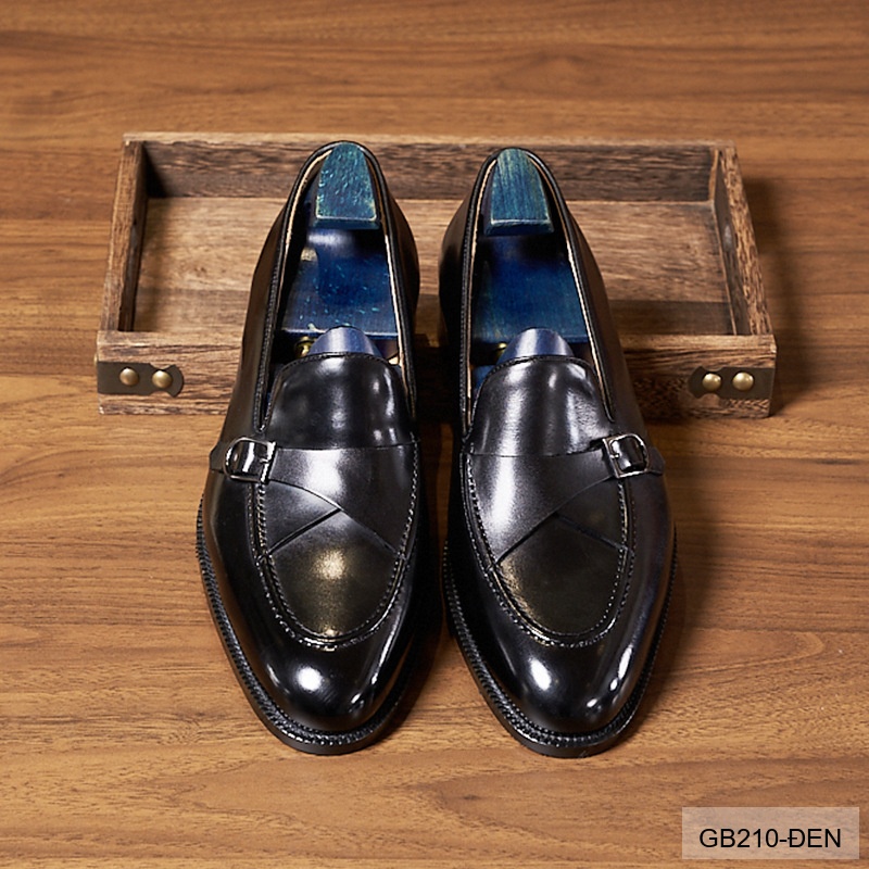GB210 - Giày Loafer Nam Da Bò Pháp Phong Cách Anh Quốc Đế Cao Su Thoáng Khí