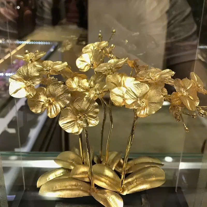 Chậu hoa lan 6 nhánh mạ vàng 24k _thumbnail_2