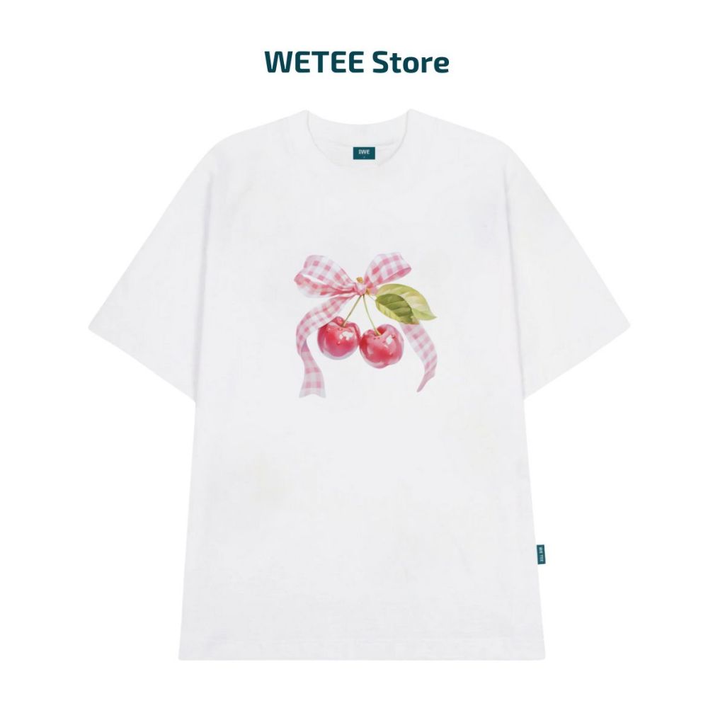 Áo thun unisex UX30-1169 hình nơ cherry hồng dáng oversized local brand WETEE_thumbnail_1