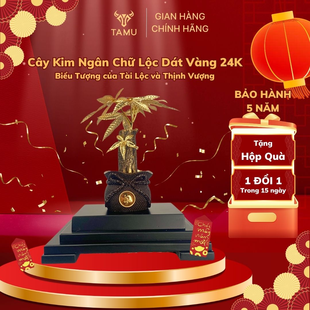 Cây Kim ngân chữ Lộc dát vàng 24K