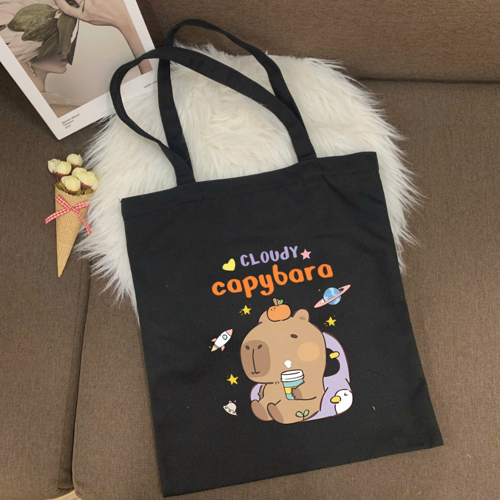 Túi tote in hình Capybara Cute - Túi vải canvas kích thước 33x37cm đựng vừa A4  và laptop - TOTE10_thumbnail_13