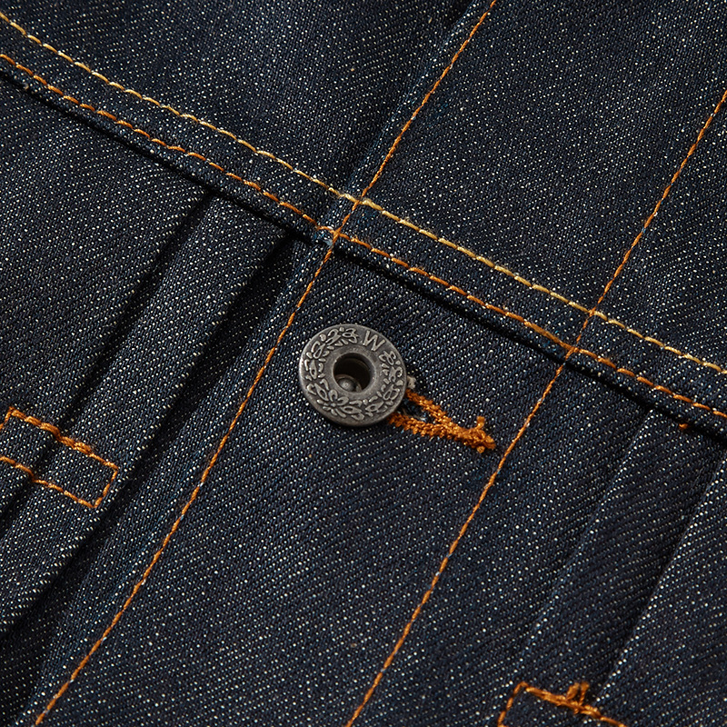 Áo denim viền đỏ vải xay nhuyễn dày cứng Mỹ retro hợp thời trang nguyên bò áo khoác denim dành cho nam giới_thumbnail_3