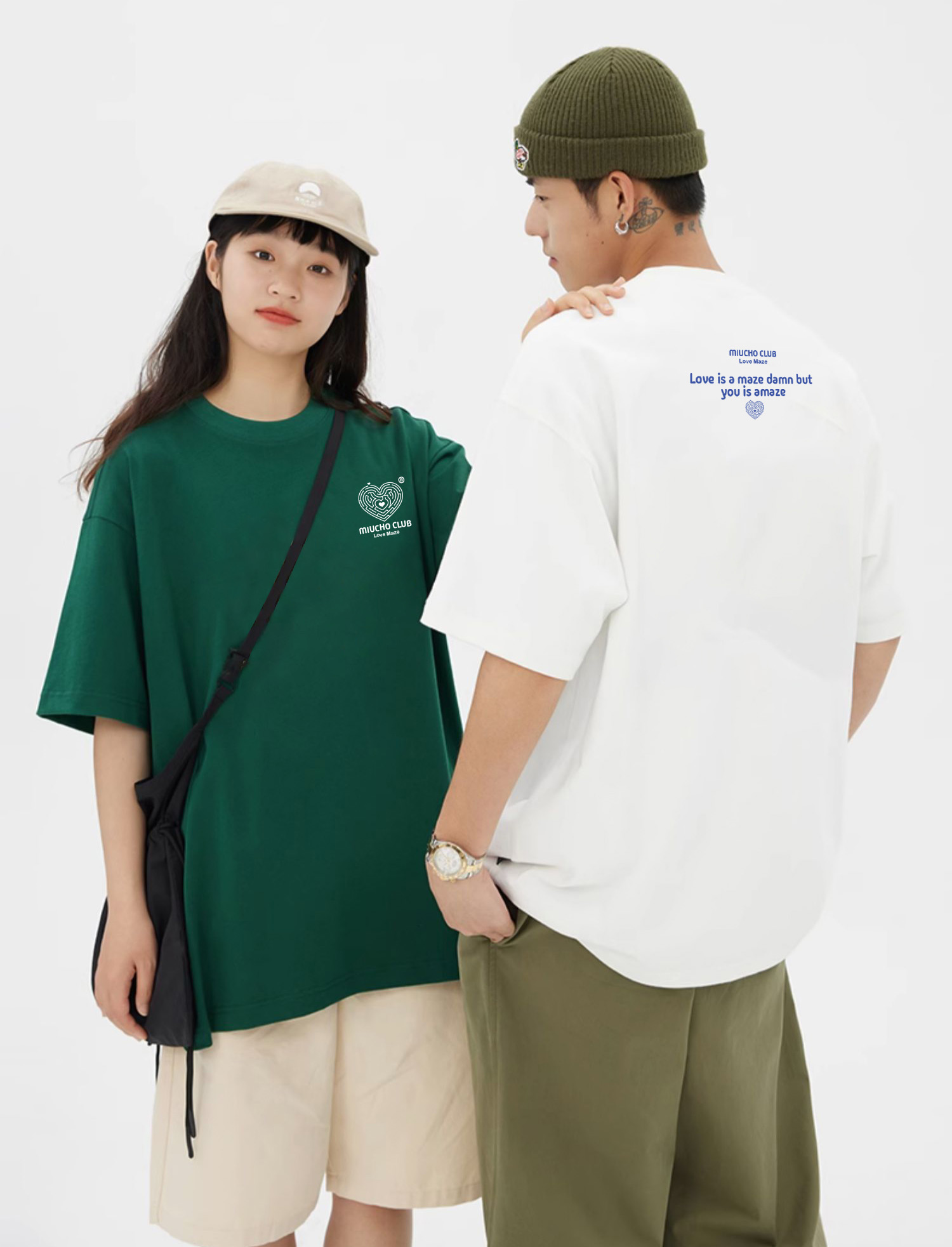 Áo thun cặp đôi couple trái tim from rộng ATD1380 Miucho vải cotton thoáng mát cổ tròn in mix_thumbnail_3