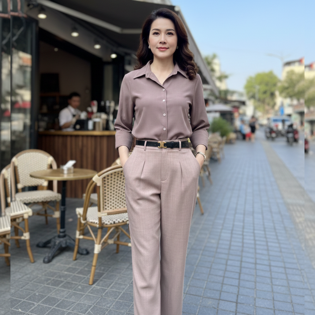 Set bộ quần dài áo sơ mi phong cách Basic_thumbnail_3