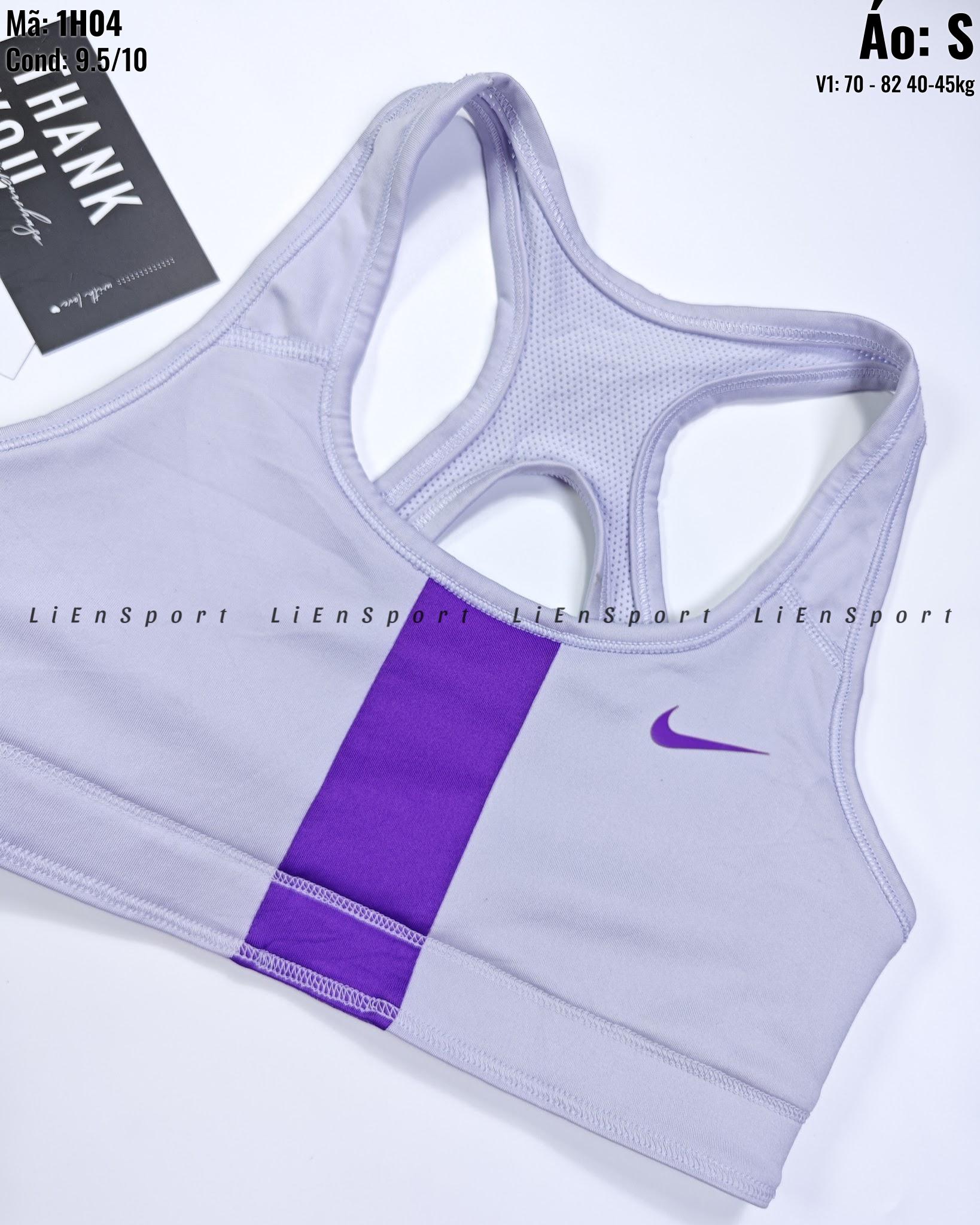 Nike Áo bra thể thao Nữ Size S Tím pastel trắng Auth 2nd Thiết kế 2 lớp nâng đỡ Quai chữ X lưng Vải co giãn thấm hút tốt Logo Swoosh ép nhiệt Phù hợp gym yoga chạy bộ Mã:1H04_thumbnail_5