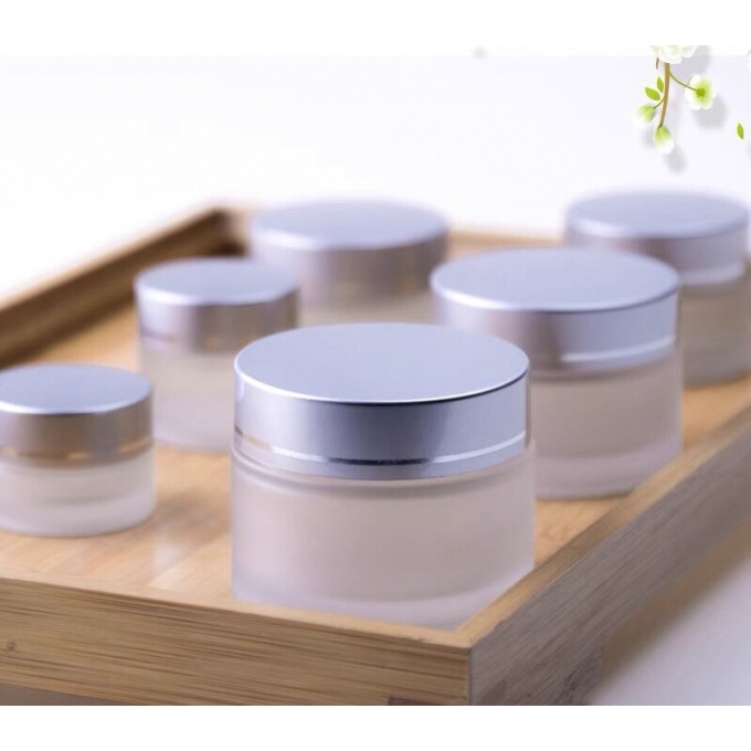 Hũ đựng lưu huỳnh Hũ thuỷ tinh mờ nắp bạc_thumbnail_2