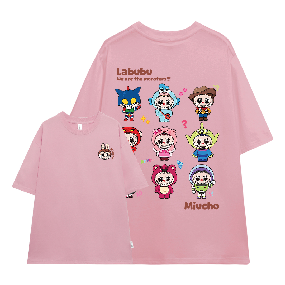 Áo thun labubu form rộng hottrend ATD1270 Miucho vải cotton thoáng mát cổ tròn in mix_thumbnail_5