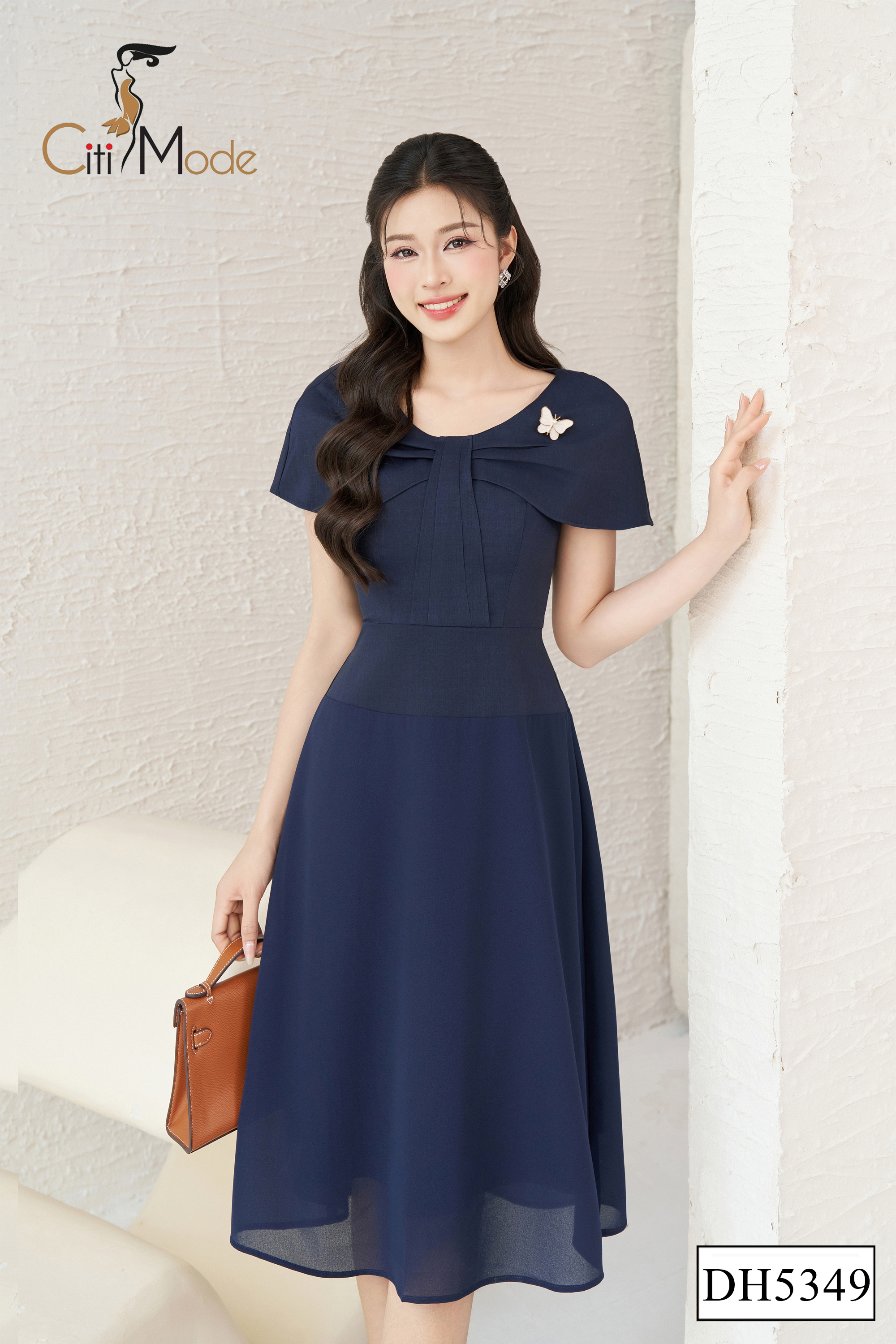 Đầm xòe xanh than tay ngắn_thumbnail_1