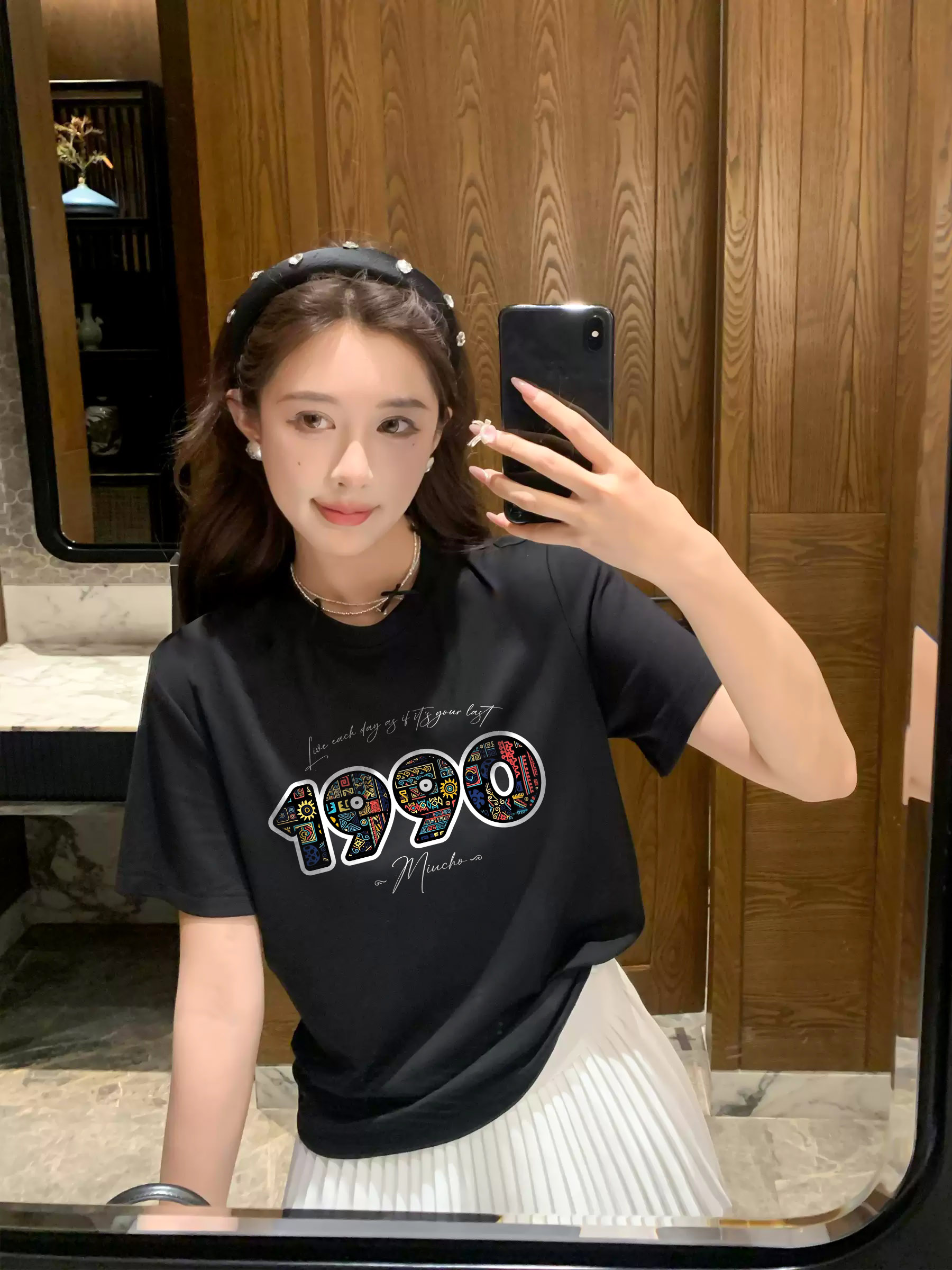 Áo thun nữ in năm sinh 1990 form vừa regular vải cotton 4c thoáng mát ARD1777 Miucho Chic in mix_thumbnail_3