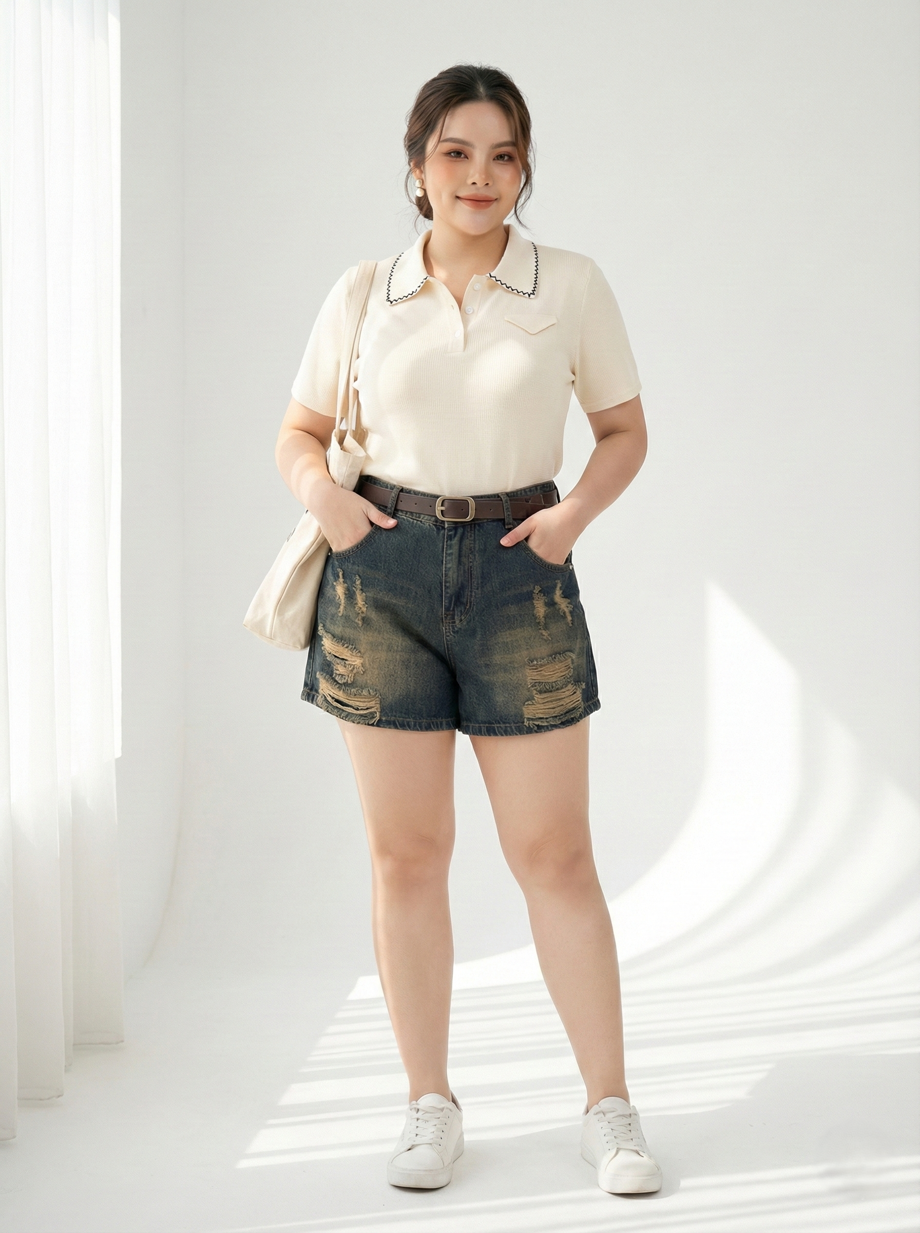 BIGSIZE NỮ- Quần short ngắn thêu ngựa T-QSJ1311