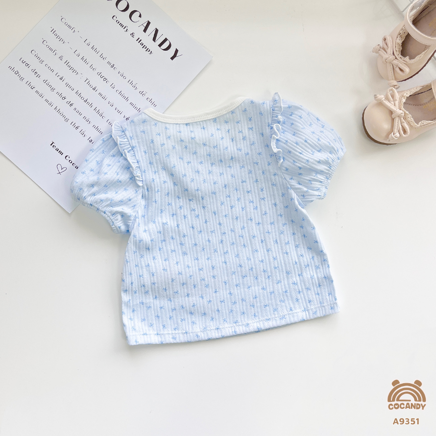 Áo cộc XANH DƯƠNG nơ xanh cổ nẹp viền tròn_thumbnail_6