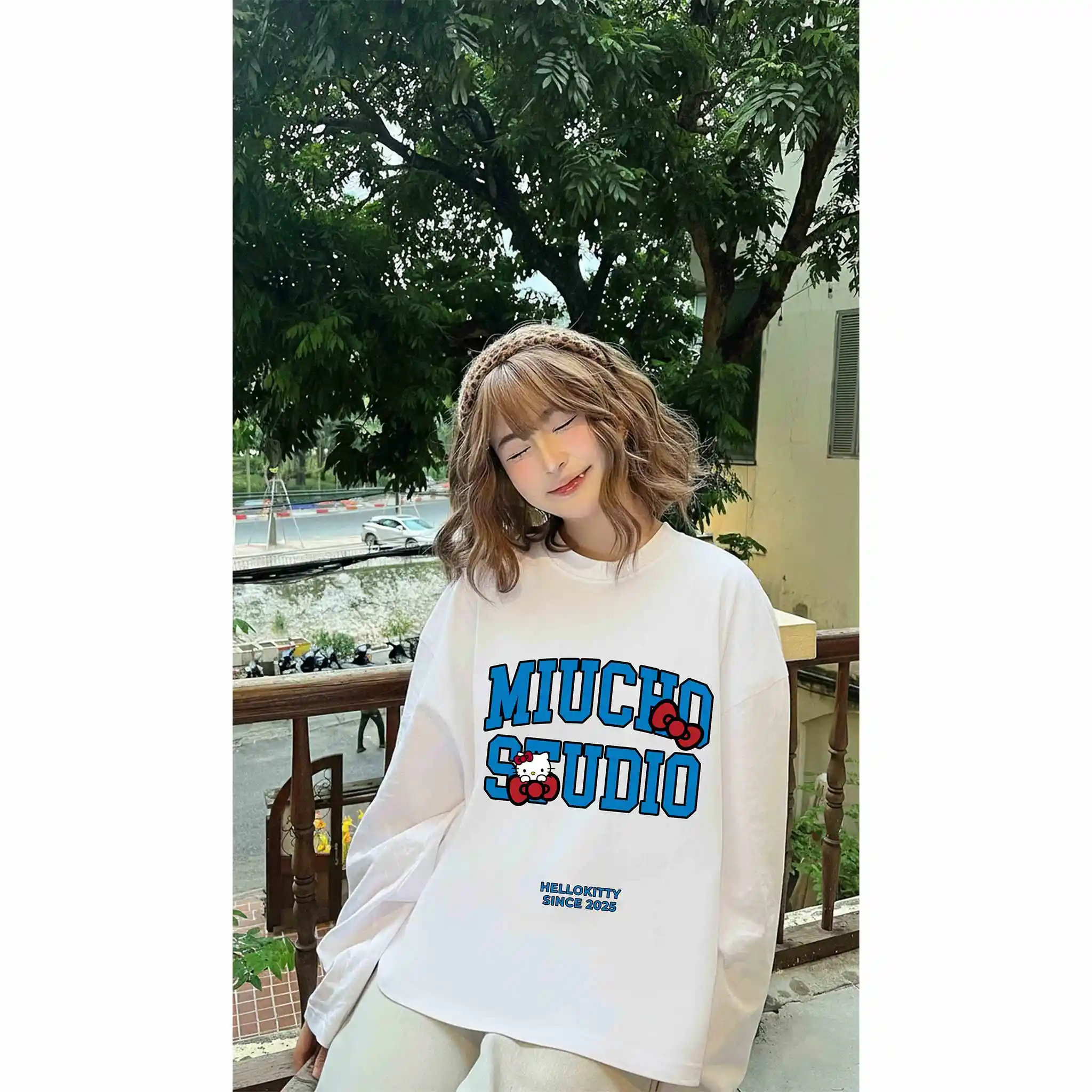Áo thun boxy tay dài local brand Miucho Studio chất vải thấm hút tốt mát mẻ cả ngày Kitty 2804_thumbnail_9