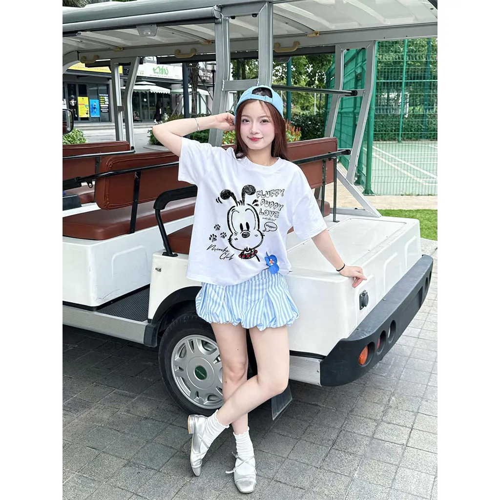 Áo thun boxy hoạt hình AXD2465 Miucho cổ tròn chất vải cotton 2 chiều cao cấp dày dặn in mix_thumbnail_5